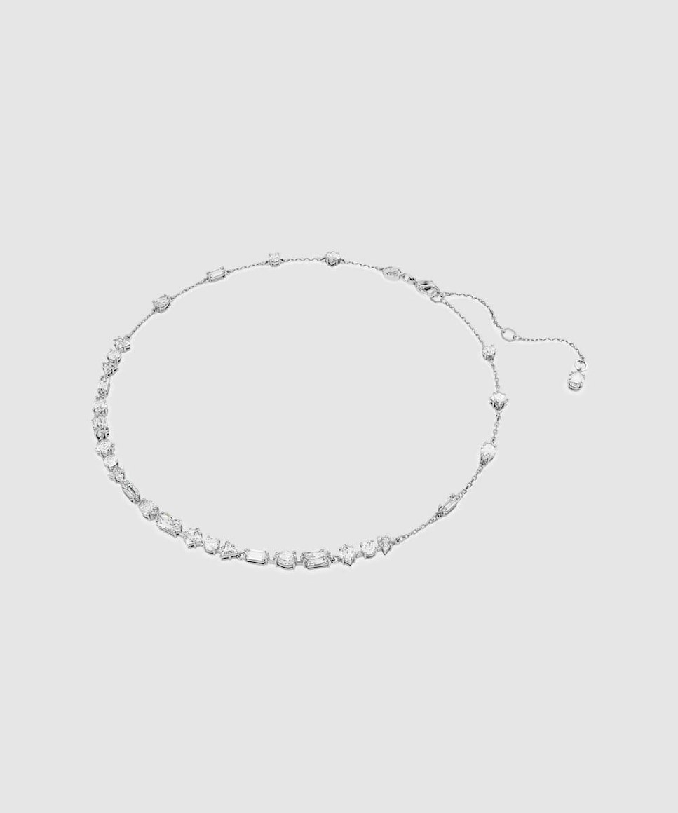 Collar Mesmera bañado en rodio con piedras Blanco-2