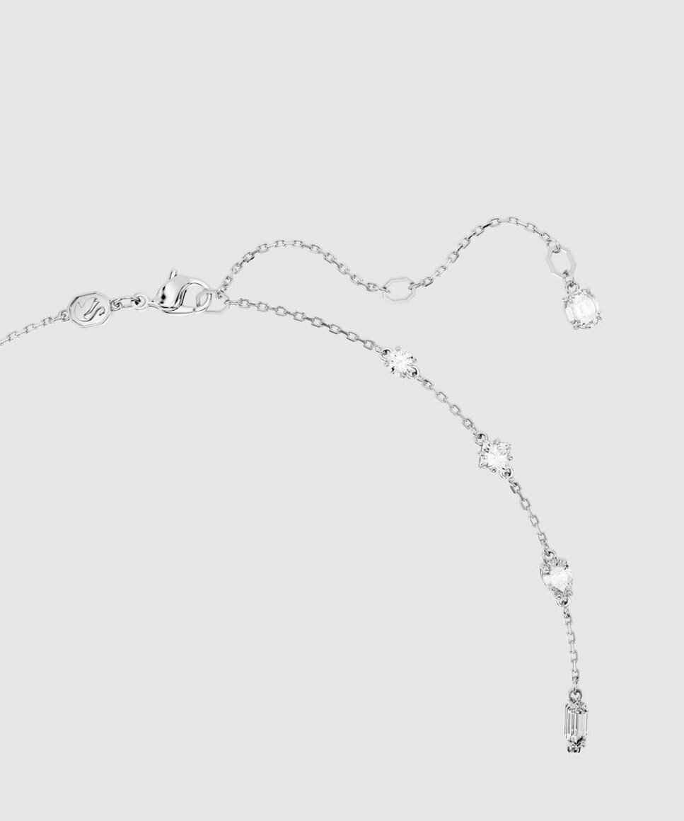 Collar Mesmera bañado en rodio con piedras Blanco-3