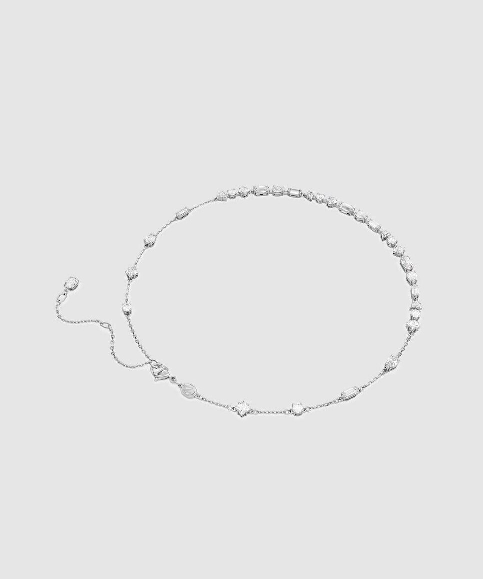 Collar Mesmera bañado en rodio con piedras Blanco-4