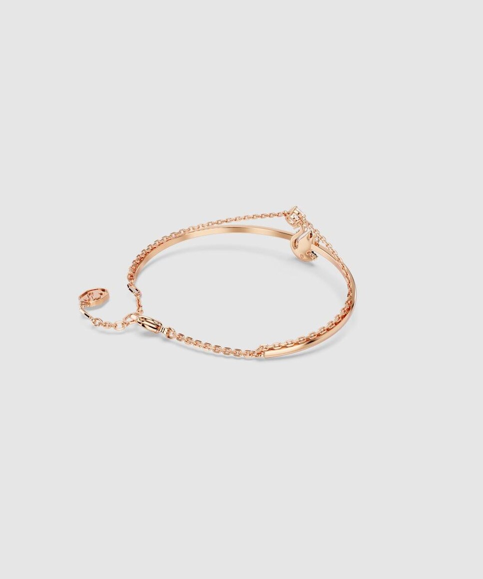 Pulsera Swan bañado en oro con cristales y motivo de cisne Negro-4