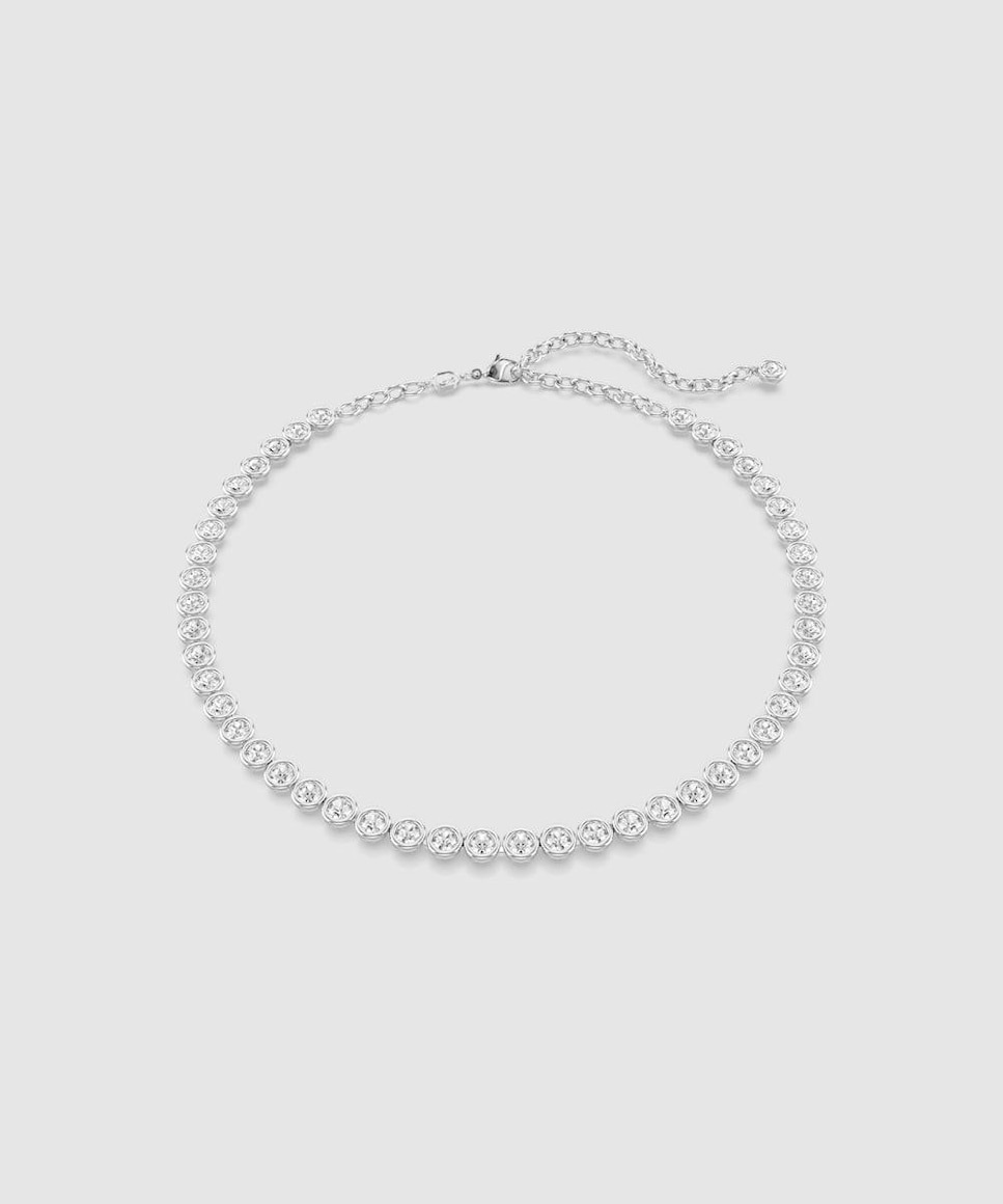 Collar Imber bañado en rodio con cristales redondos Blanco-1