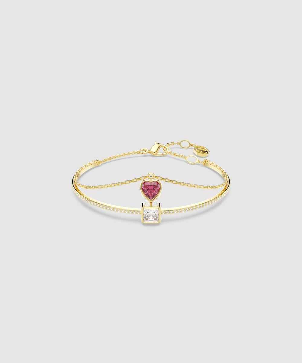 Pulsera chroma bañado en oro con pavé transparente y circonita cuadrada - Swarovski - Rojo Rojo-1