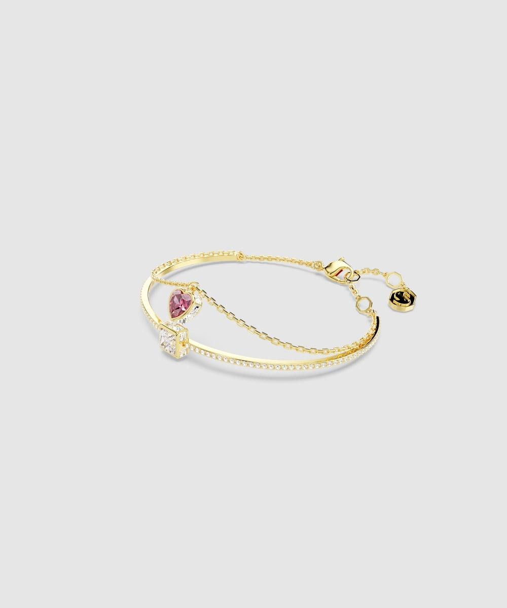 Pulsera chroma bañado en oro con pavé transparente y circonita cuadrada - Swarovski - Rojo Rojo-2