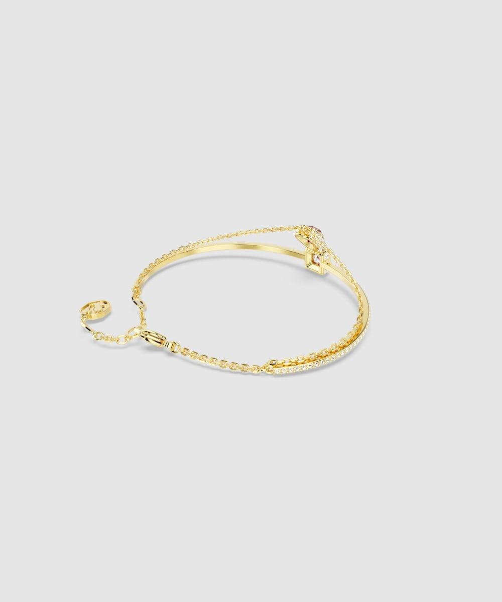 Pulsera chroma bañado en oro con pavé transparente y circonita cuadrada - Swarovski - Rojo Rojo-4