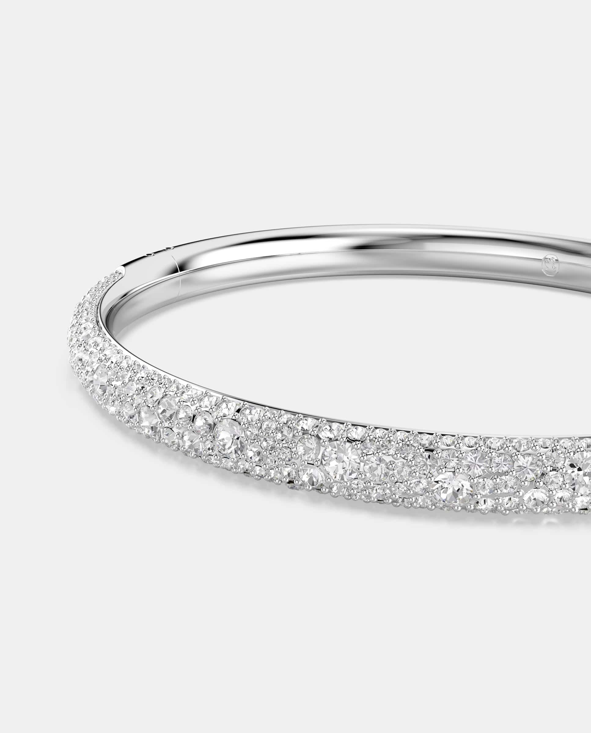 Pulsera meteora bañado en rodio con cristales transparentes en pavé - Swarovski - Blanco Blanco-2
