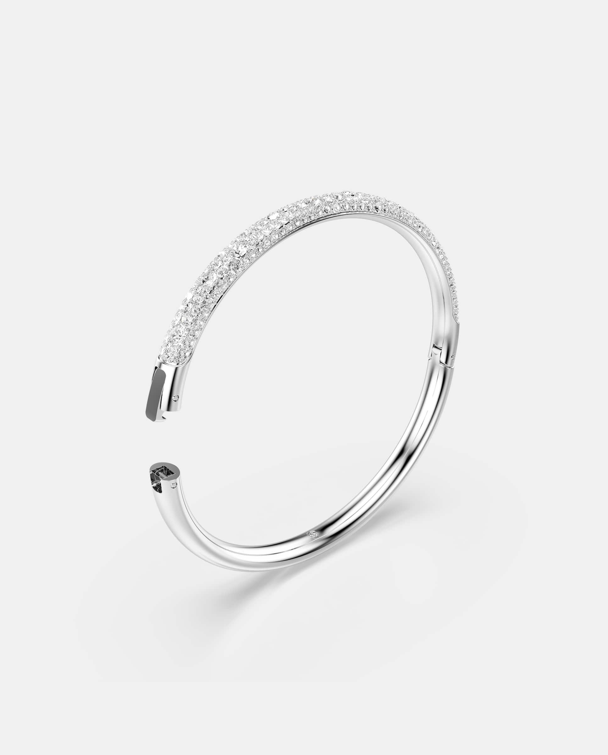 Pulsera meteora bañado en rodio con cristales transparentes en pavé - Swarovski - Blanco Blanco-3