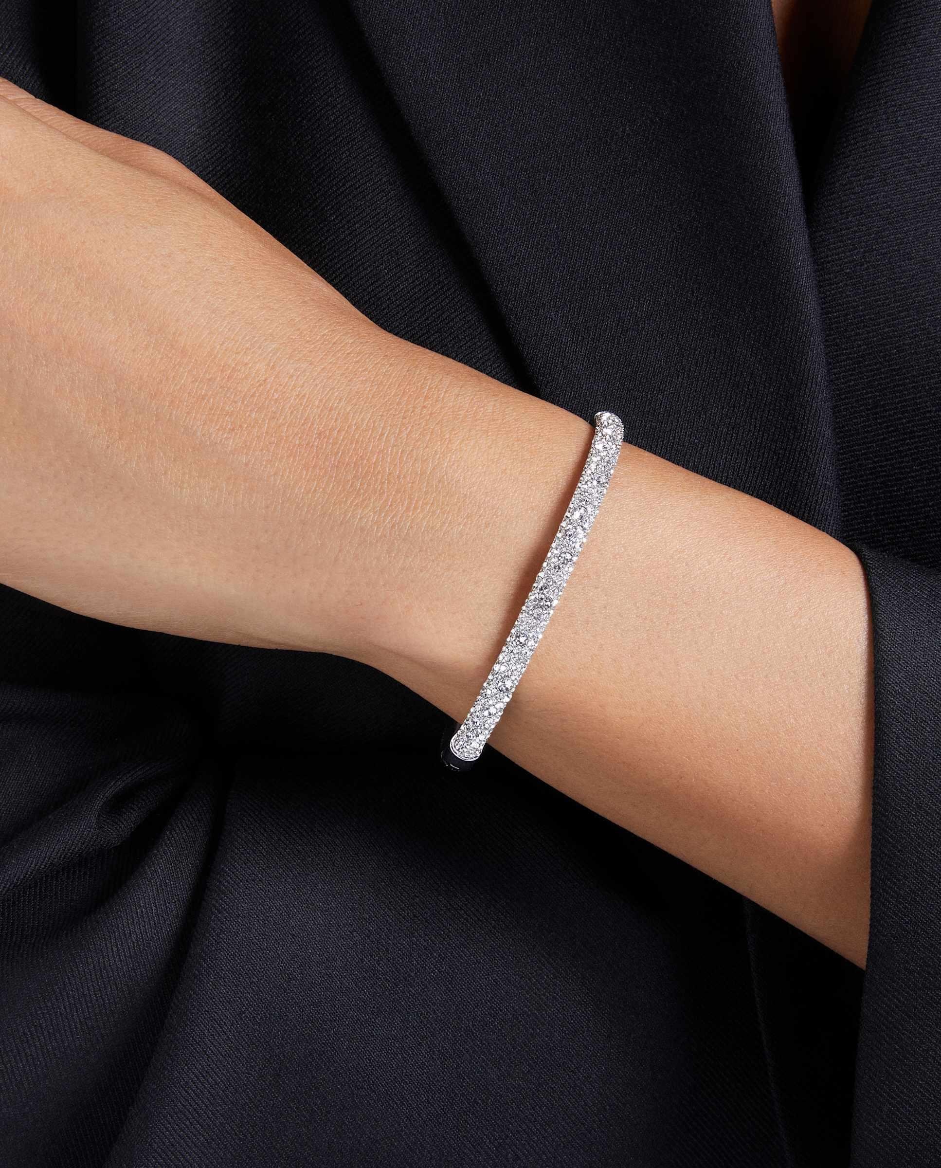 Pulsera meteora bañado en rodio con cristales transparentes en pavé - Swarovski - Blanco Blanco-6