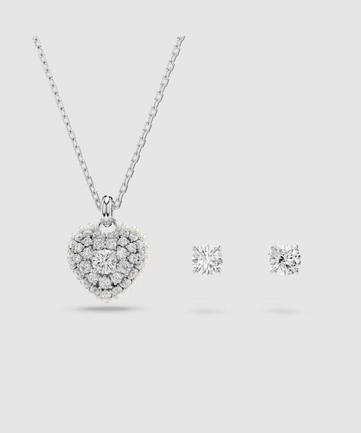 Imagen 0 de Sets de colgante y pendientes bañado en rodio con perlas de cristal