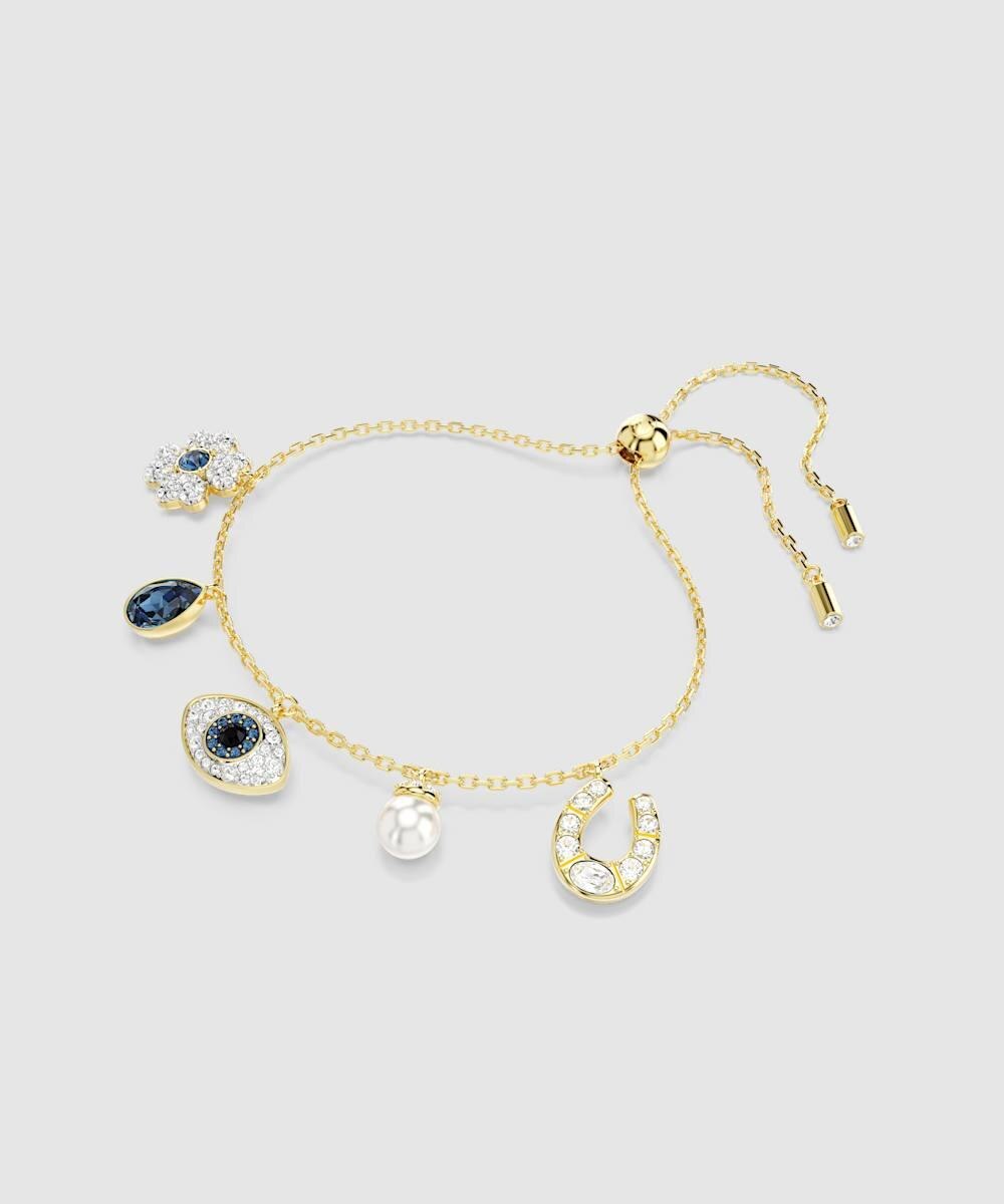 Pulsera symbolica bañada en tono oro con cristales - Swarovski - Azul Azul-2
