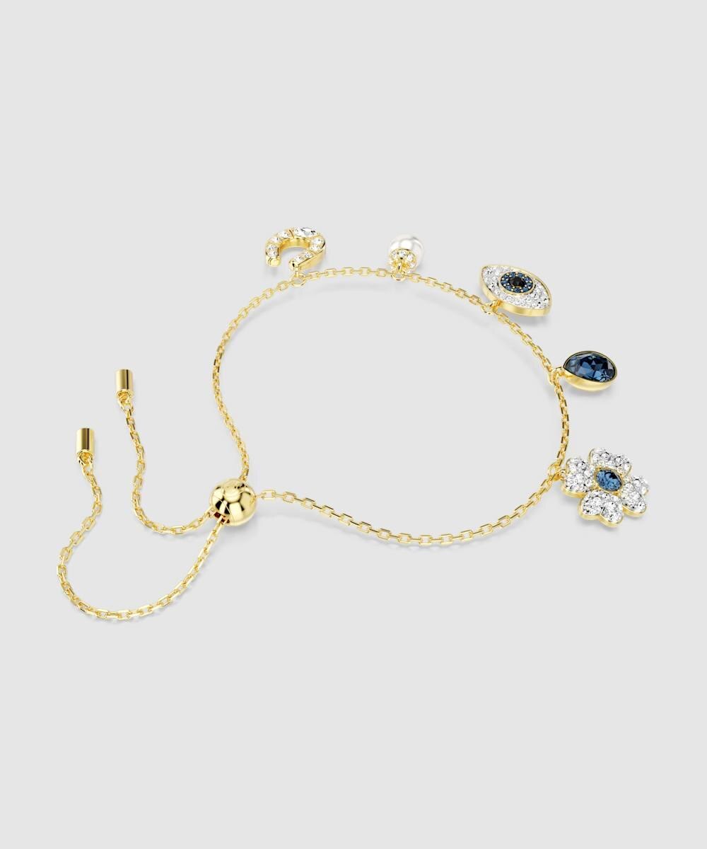 Pulsera symbolica bañada en tono oro con cristales - Swarovski - Azul Azul-4