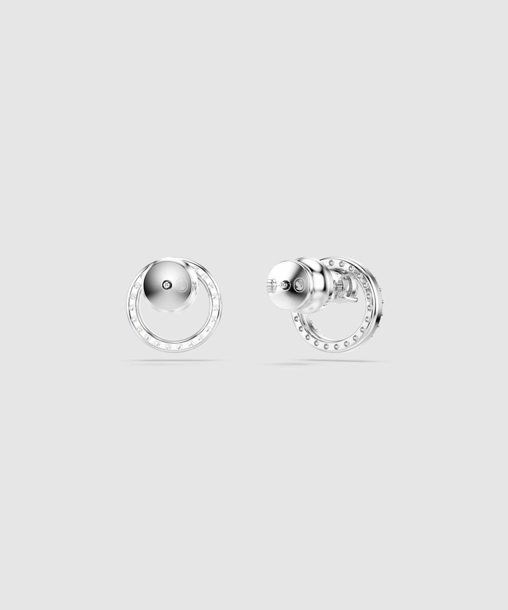 Pendientes de botón bañados en rodio con swarovski zirconia transparentes - Blanco Blanco-4