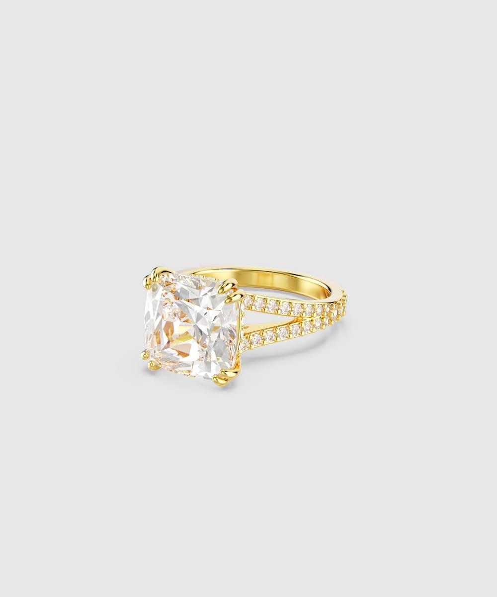 Imagen 0 de Anillo stilla bañado en oro con cristal pavé Blanco