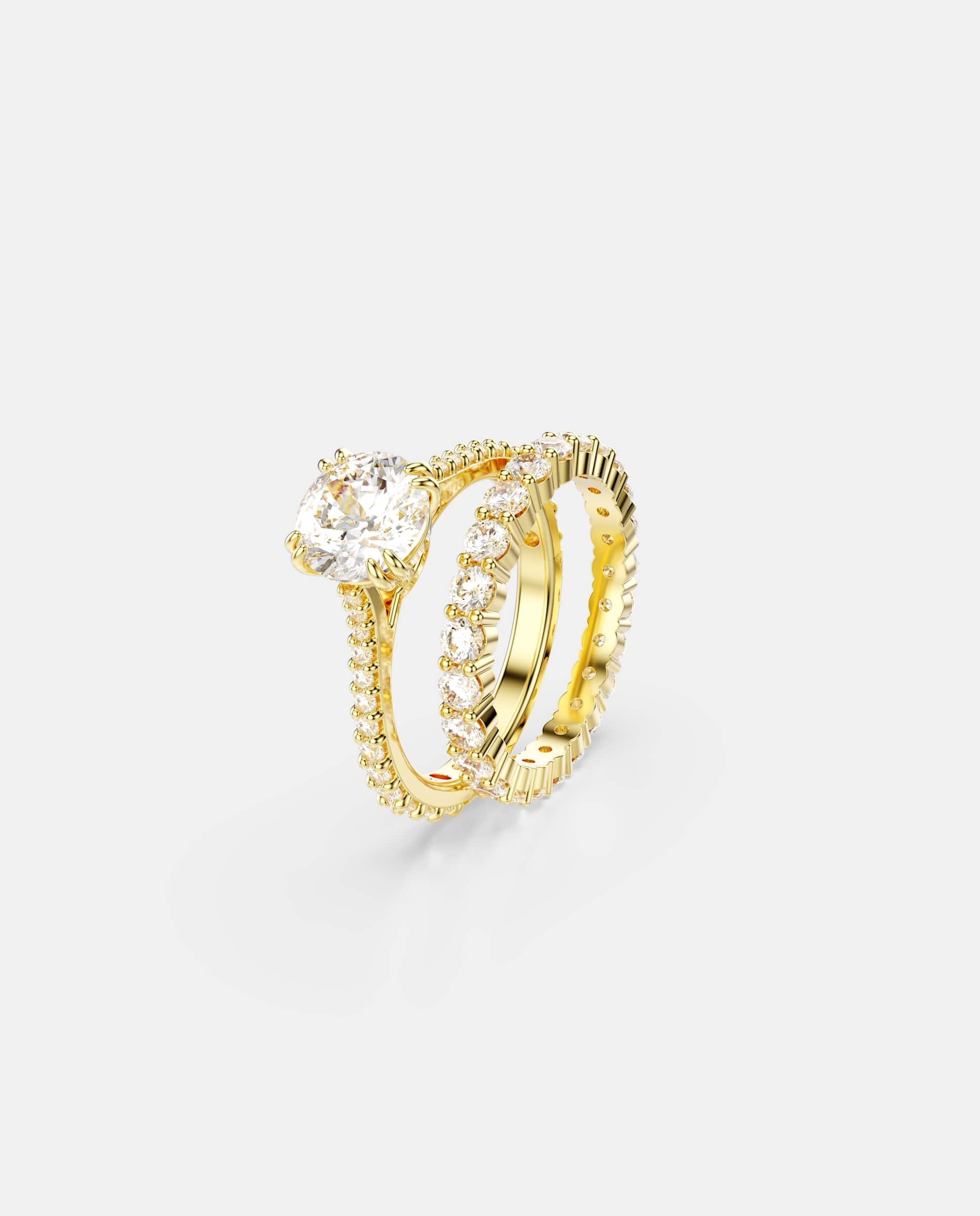 Imagen 2 de Conjunto de anillos stilla bañados en tono oro - Swarovski - Blanco Blanco