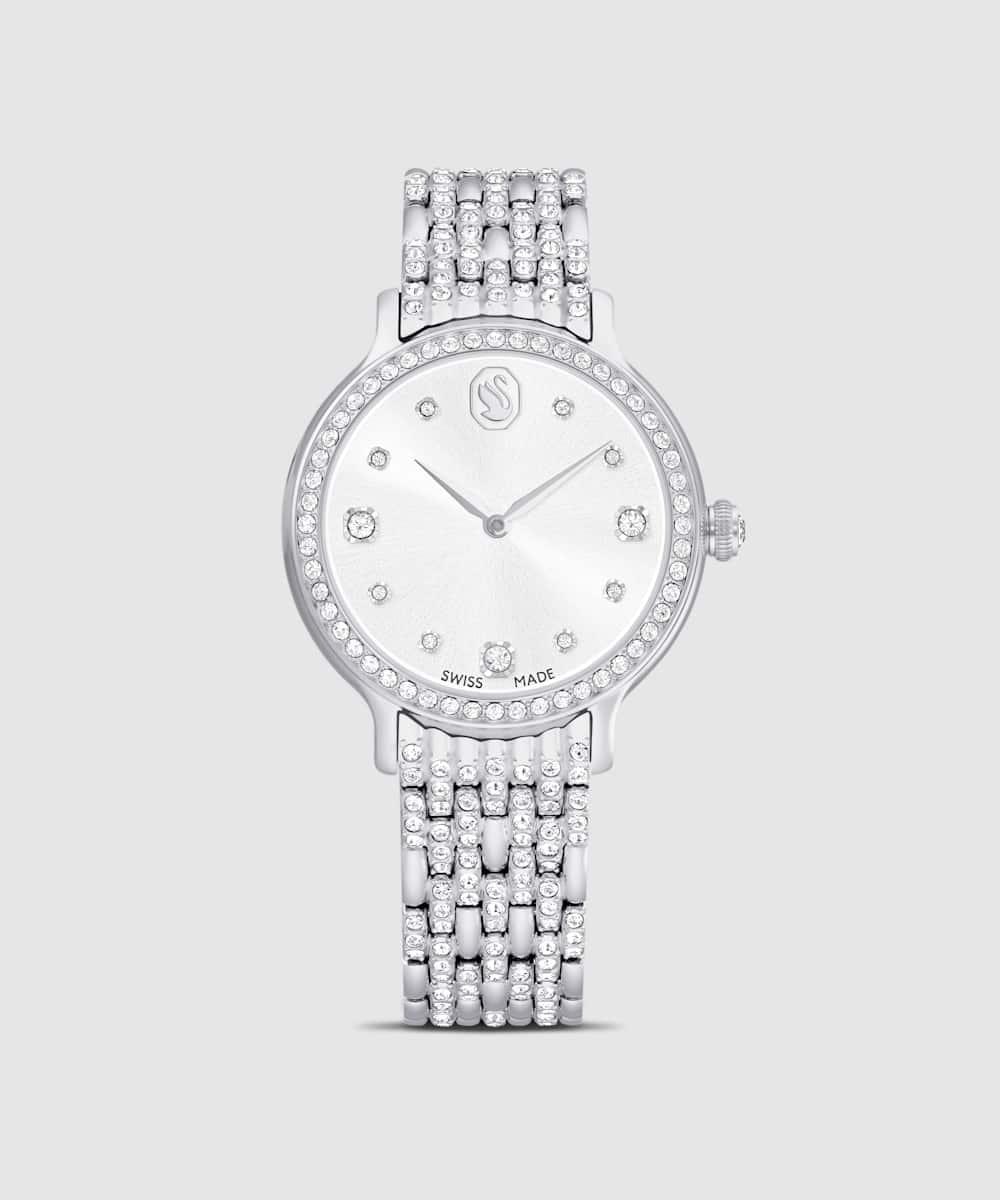 Reloj de mujer pave de acero inoxidable con cristales color - Swarovski - Plata Plata-1