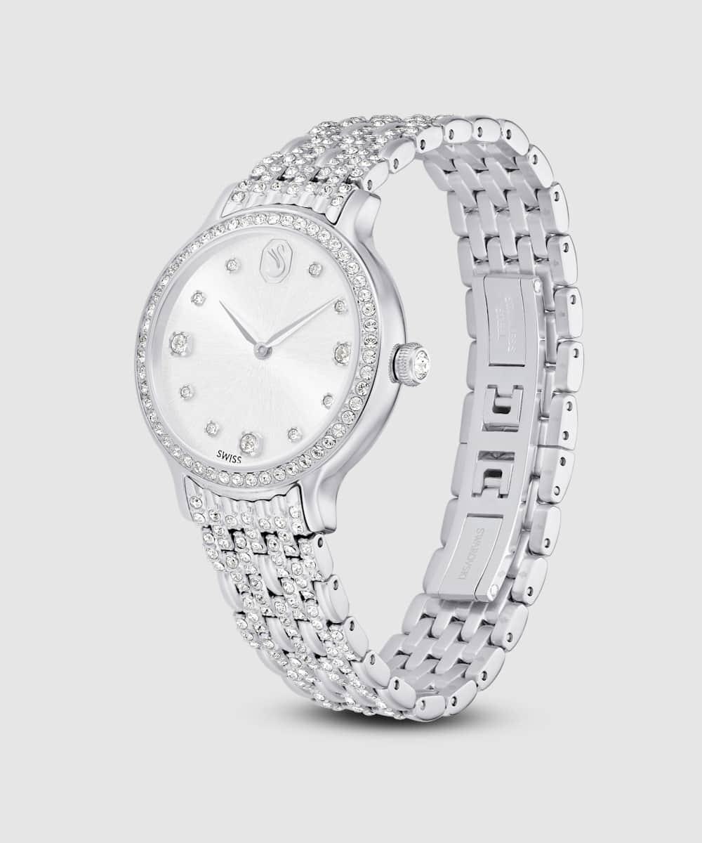 Reloj de mujer pave de acero inoxidable con cristales color - Swarovski - Plata Plata-3