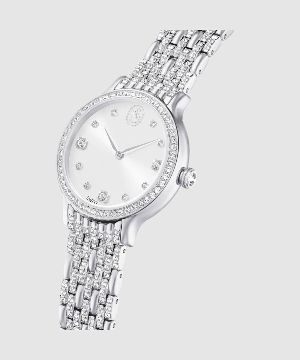 Reloj de mujer pave de acero inoxidable con cristales color - Swarovski - Plata Plata-5
