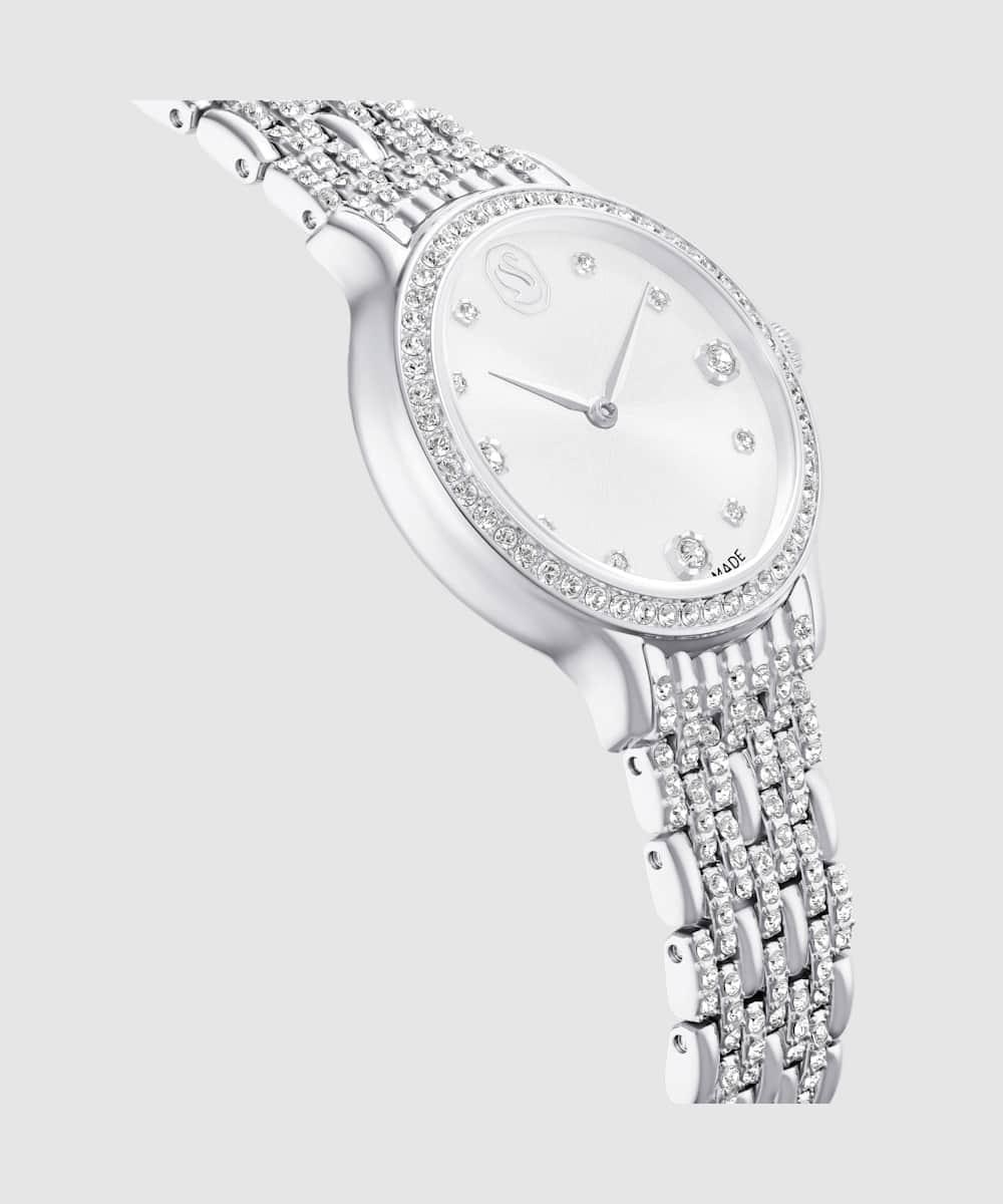 Reloj de mujer pave de acero inoxidable con cristales color - Swarovski - Plata Plata-6