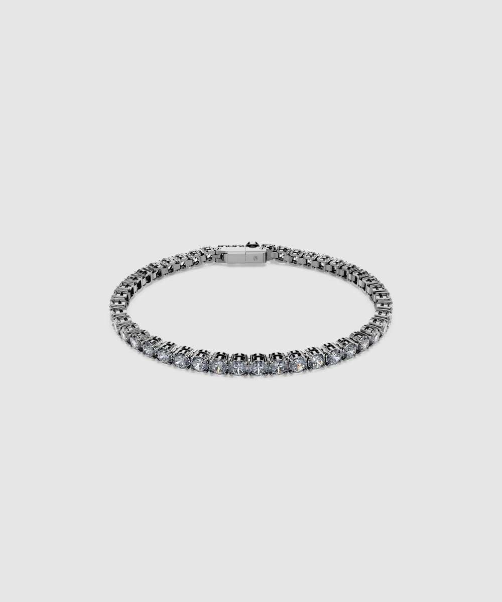 Imagen 0 de Pulsera matrix tennis con piedras redondas bañada en rutenio Gris