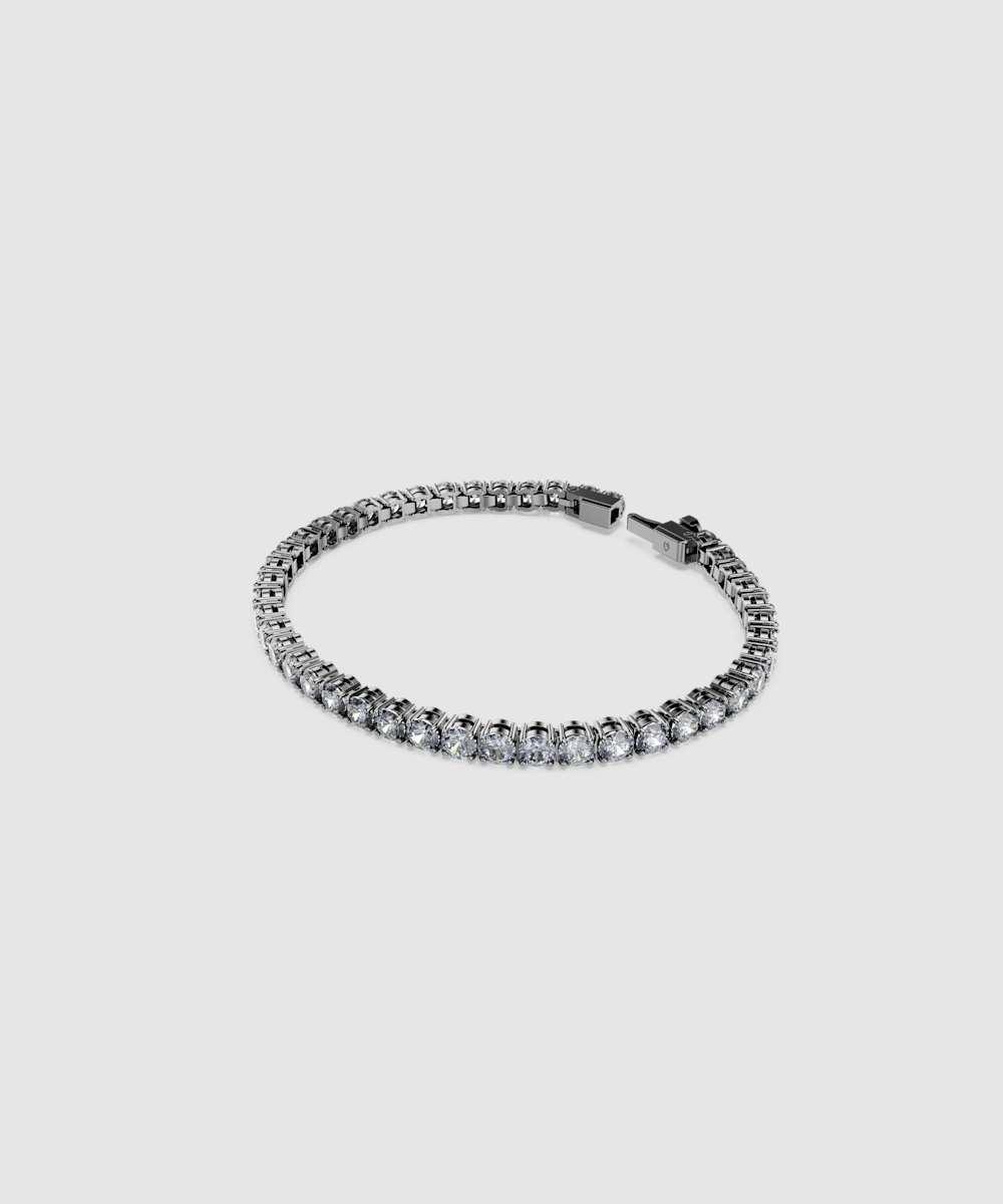 Pulsera matrix tennis con piedras redondas bañada en rutenio - Gris Gris-2