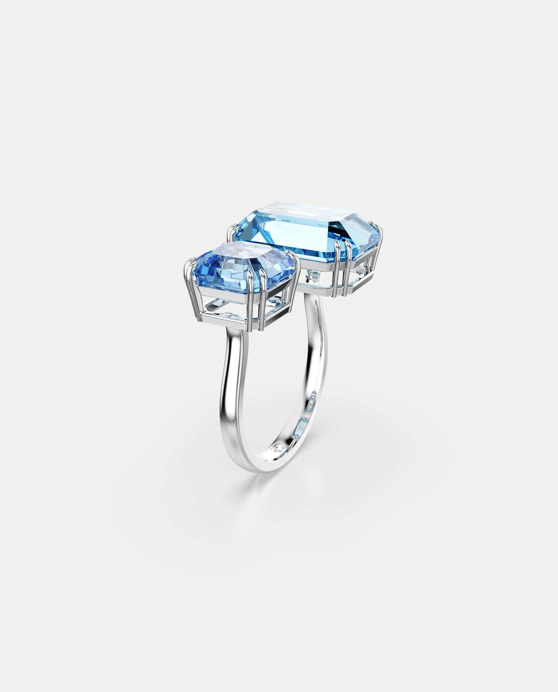 Imagen 2 de Anillo abierto millenia bañado en rodio - Swarovski - Azul Azul