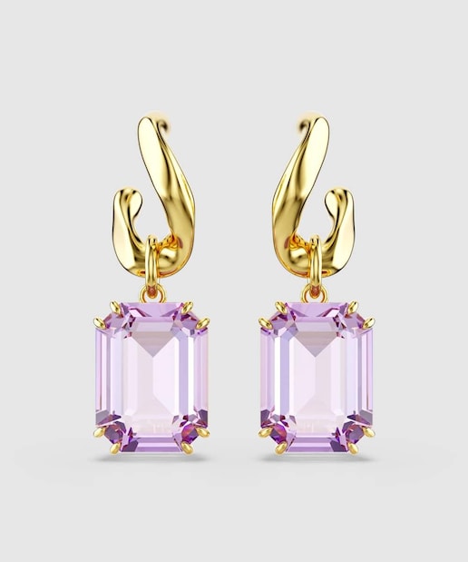 Imagen 0 de Pendientes Millenia bañado en oro con cristales octogonales morados