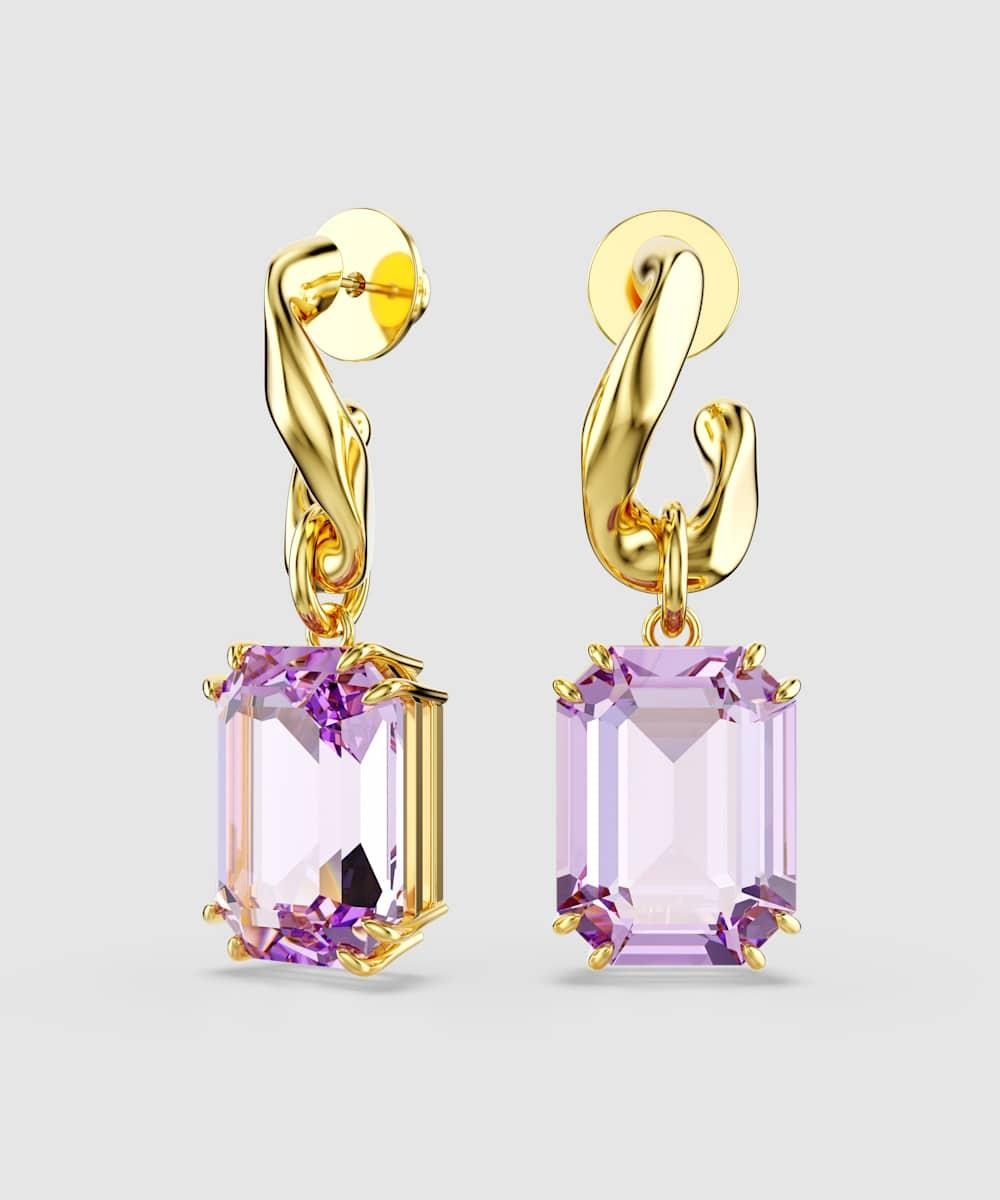 Imagen 3 de Pendientes de gota millenia con cristal - Swarovski - Morado Morado