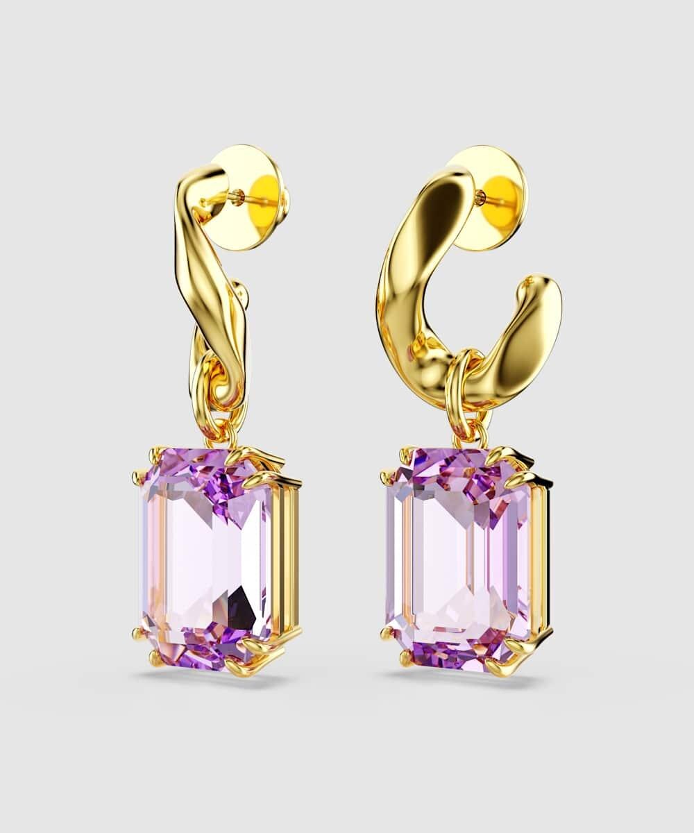 Imagen 4 de Pendientes de gota millenia con cristal - Swarovski - Morado Morado