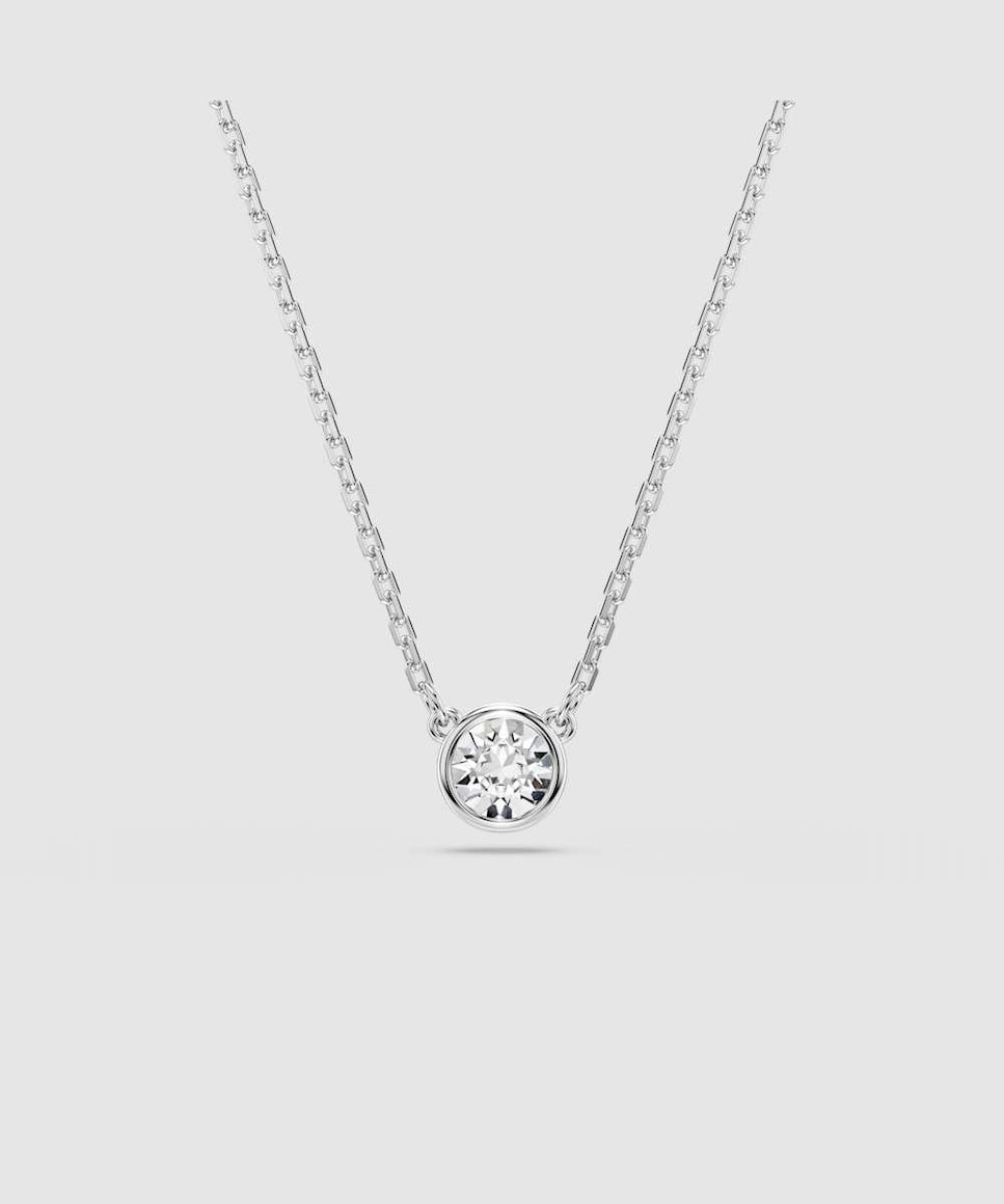 Colgante Imber bañado en rodio con cristal redondo Blanco-1