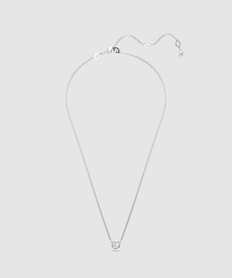 Colgante Imber bañado en rodio con cristal redondo Blanco-2