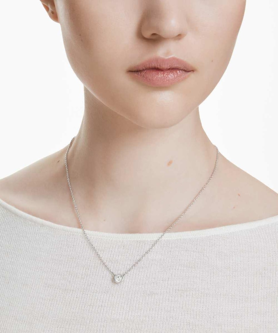 Colgante Imber bañado en rodio con cristal redondo Blanco-5