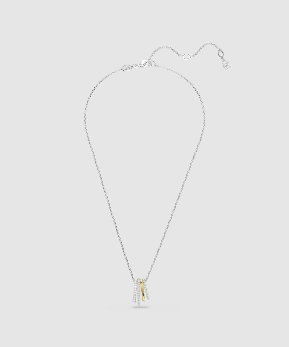 Colgante Hyperbola bañado en rodio y oro con circonitas Blanco-2