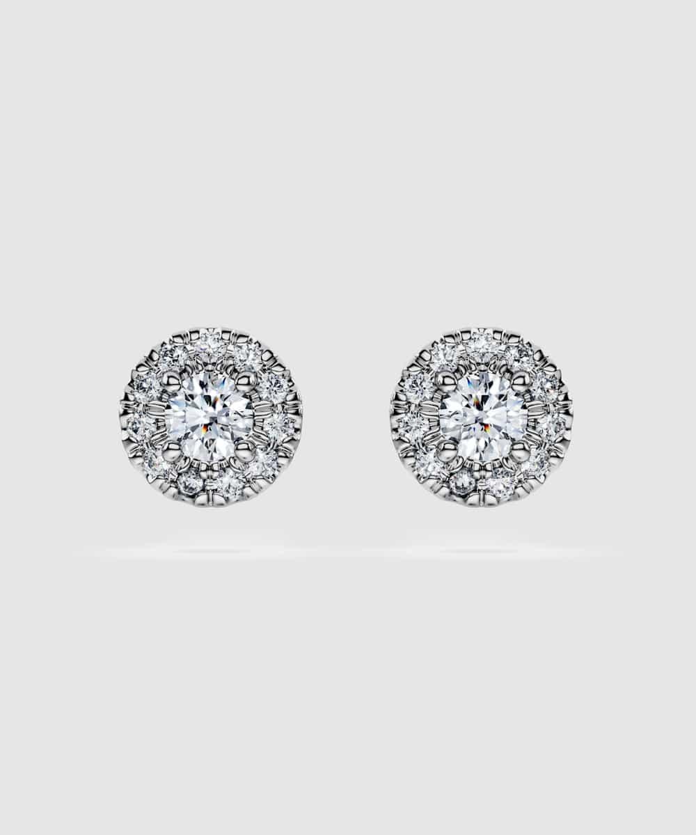 Pendientes de botón eternity de plata con diamante - Swarovski - Blanco Blanco-1