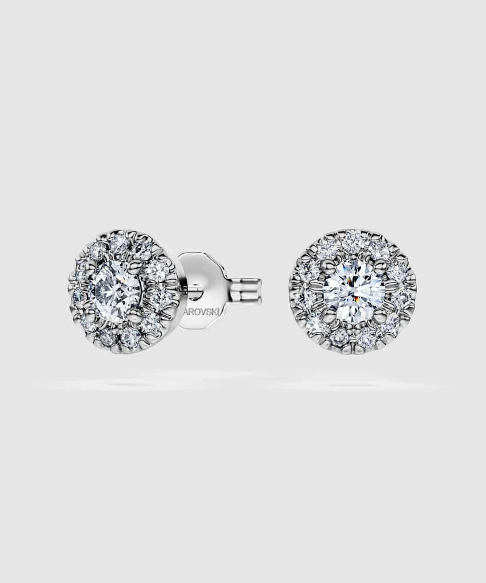 Pendientes de botón eternity de plata con diamante - Swarovski - Blanco Blanco-2