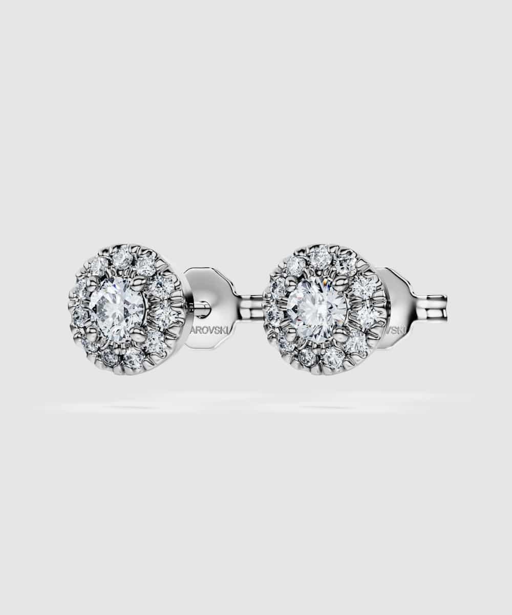 Pendientes de botón eternity de plata con diamante - Swarovski - Blanco Blanco-3