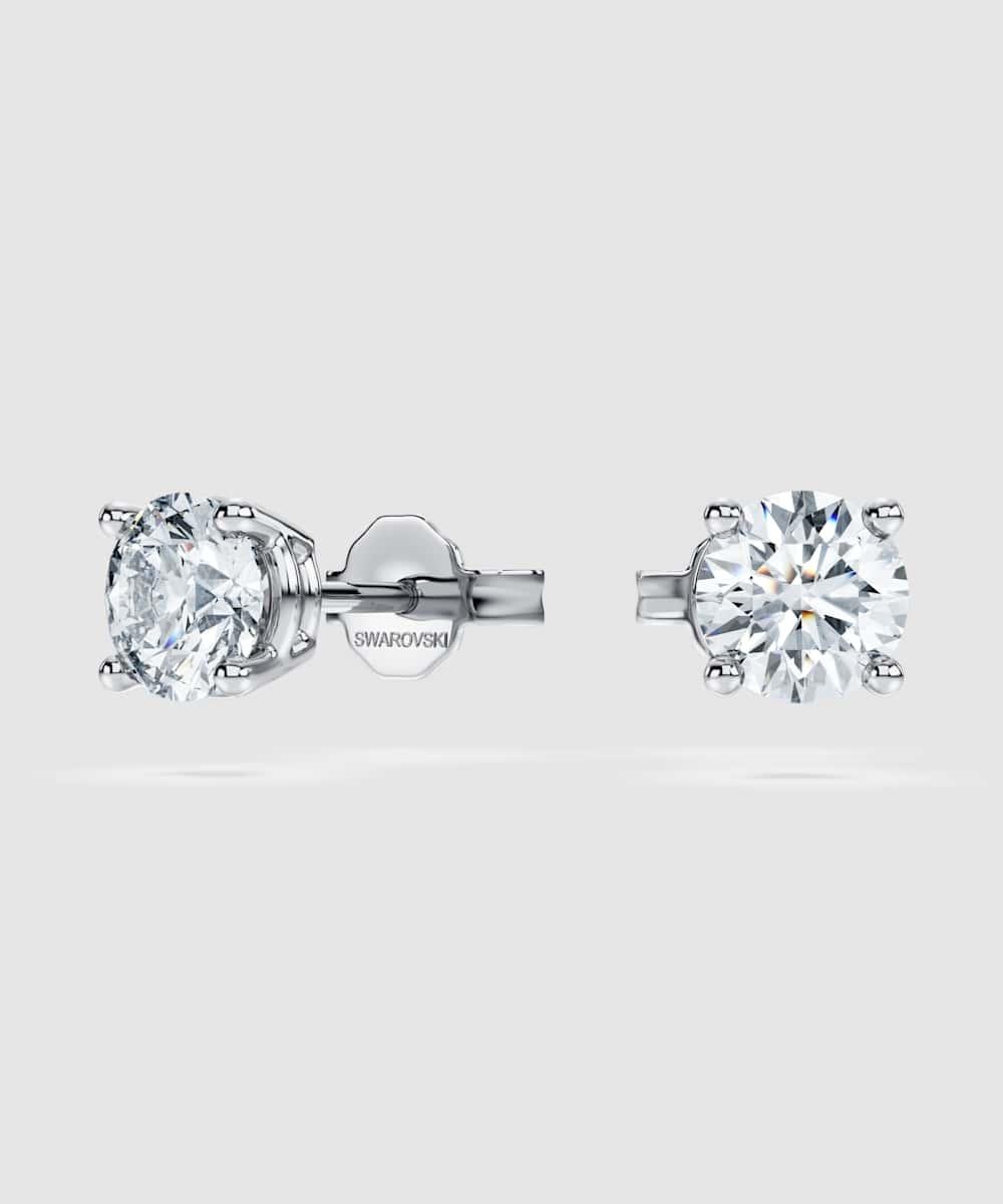 Pendientes de botón eternity de oro - Swarovski - Blanco Blanco-2