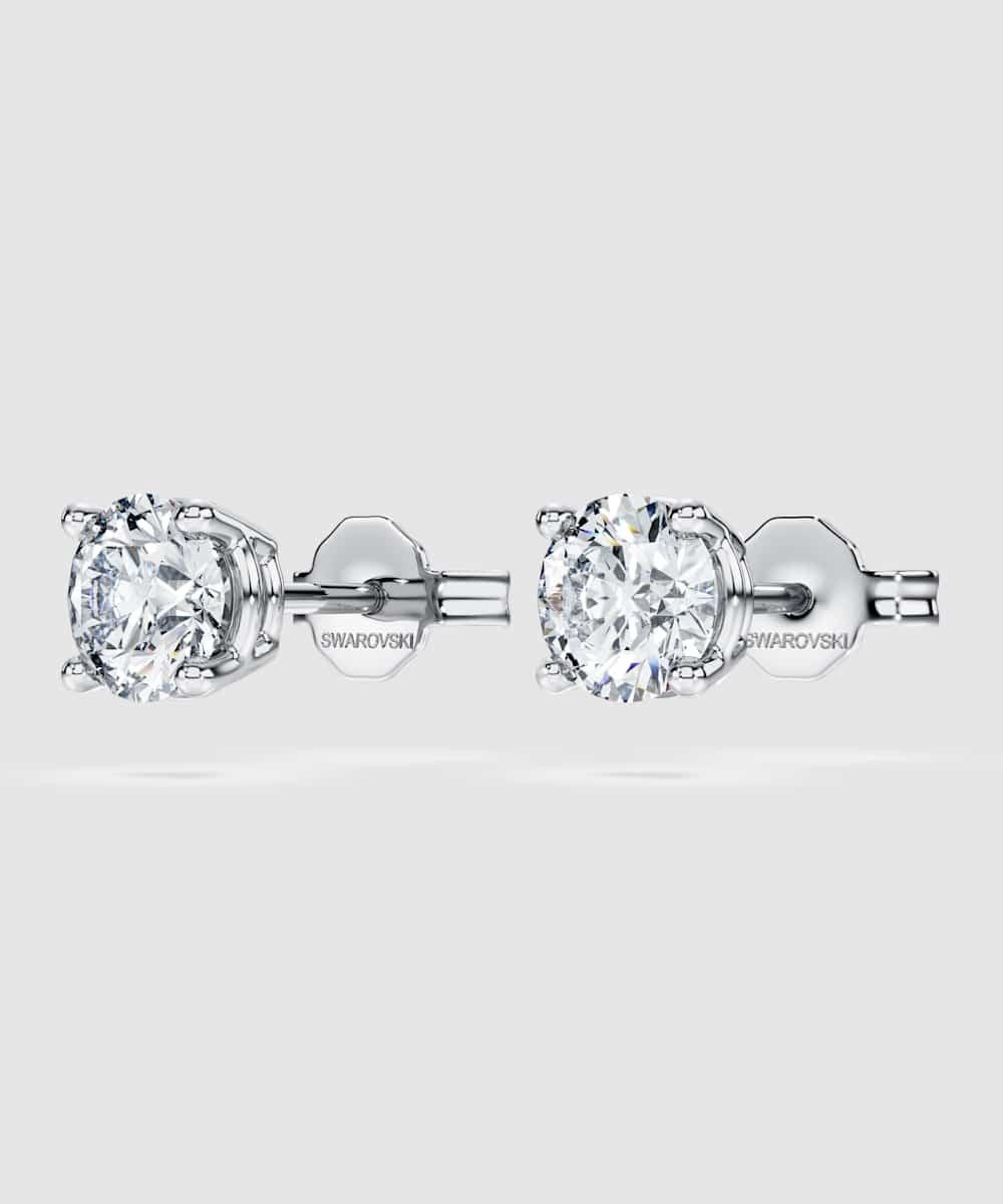 Pendientes de botón eternity de oro - Swarovski - Blanco Blanco-3