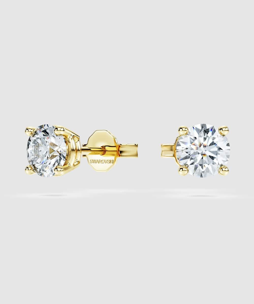Pendientes de botón eternity de oro amarillo - Swarovski - Blanco Blanco-2