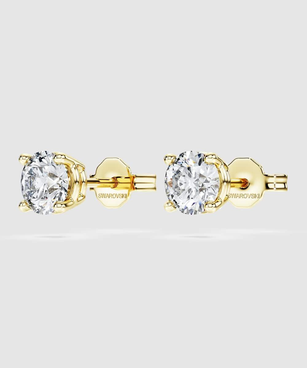 Pendientes de botón eternity de oro amarillo - Swarovski - Blanco Blanco-3
