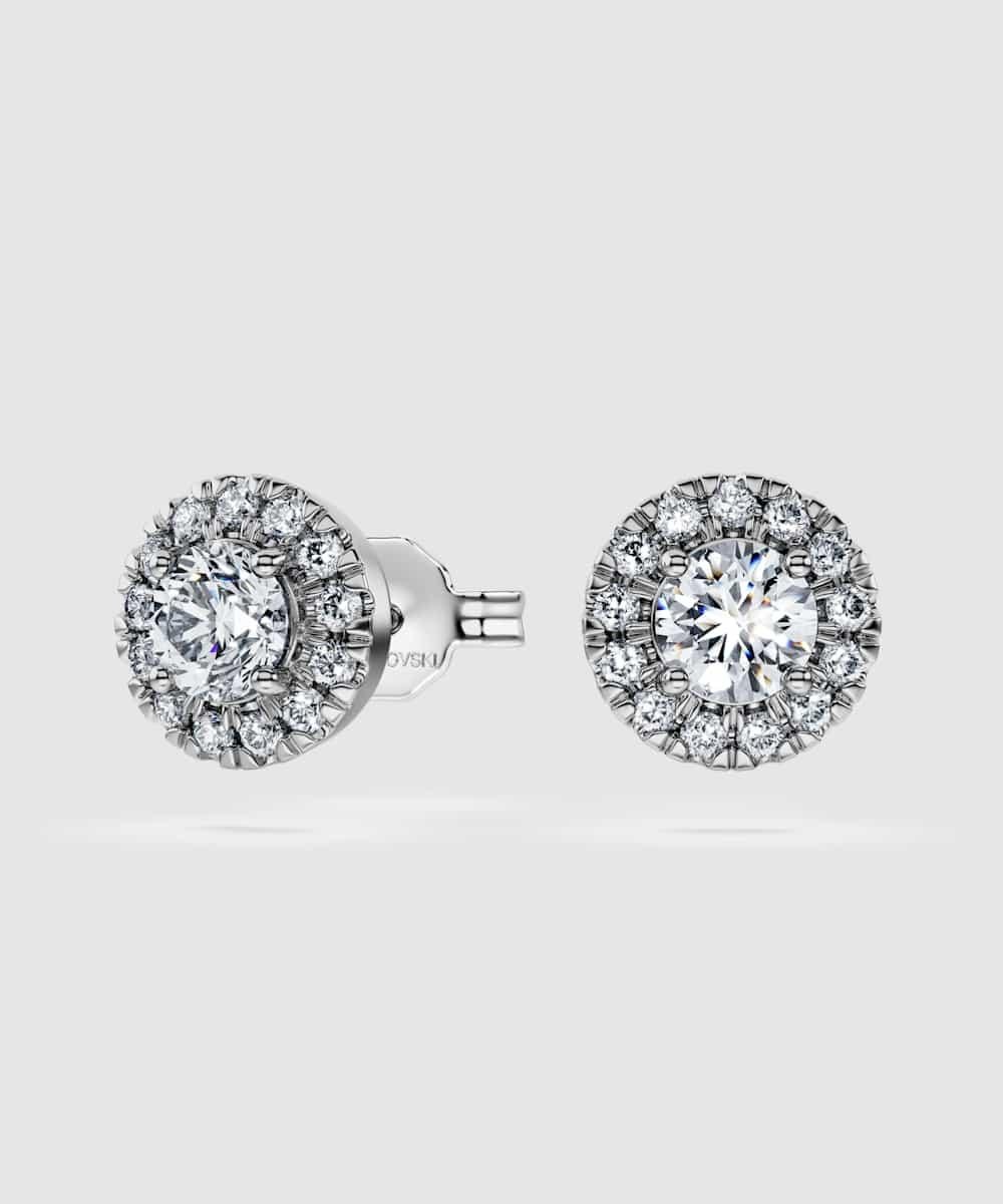 Pendientes de botón eternity de oro - Swarovski - Blanco Blanco-2