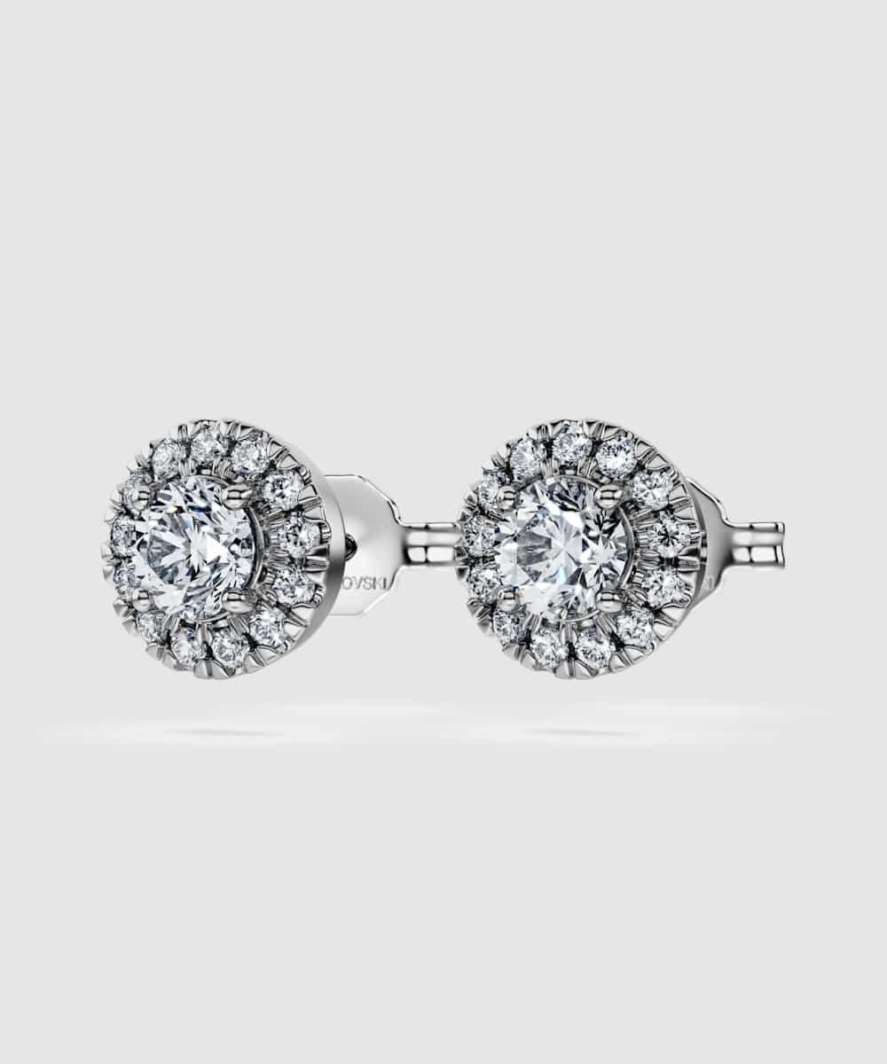 Pendientes de botón eternity de oro - Swarovski - Blanco Blanco-3