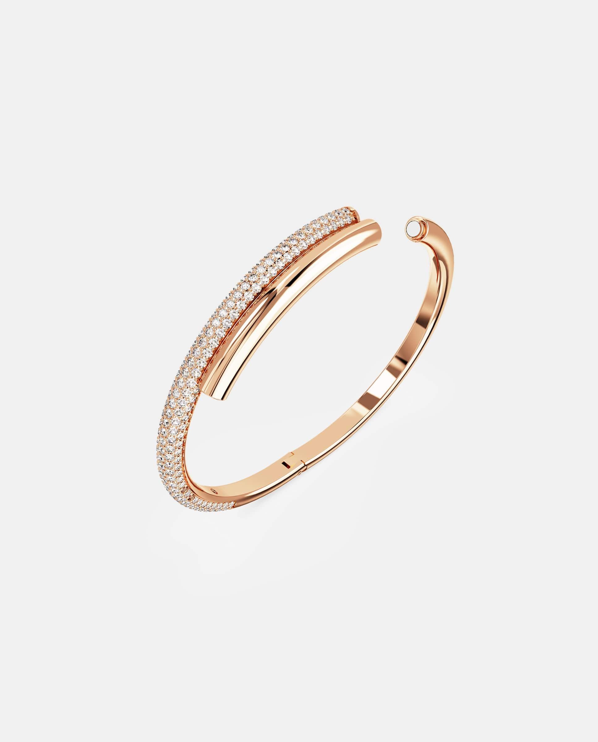 Brazalete dextera con baño en tono oro rosa y cierre oculto - Blanco Blanco-3