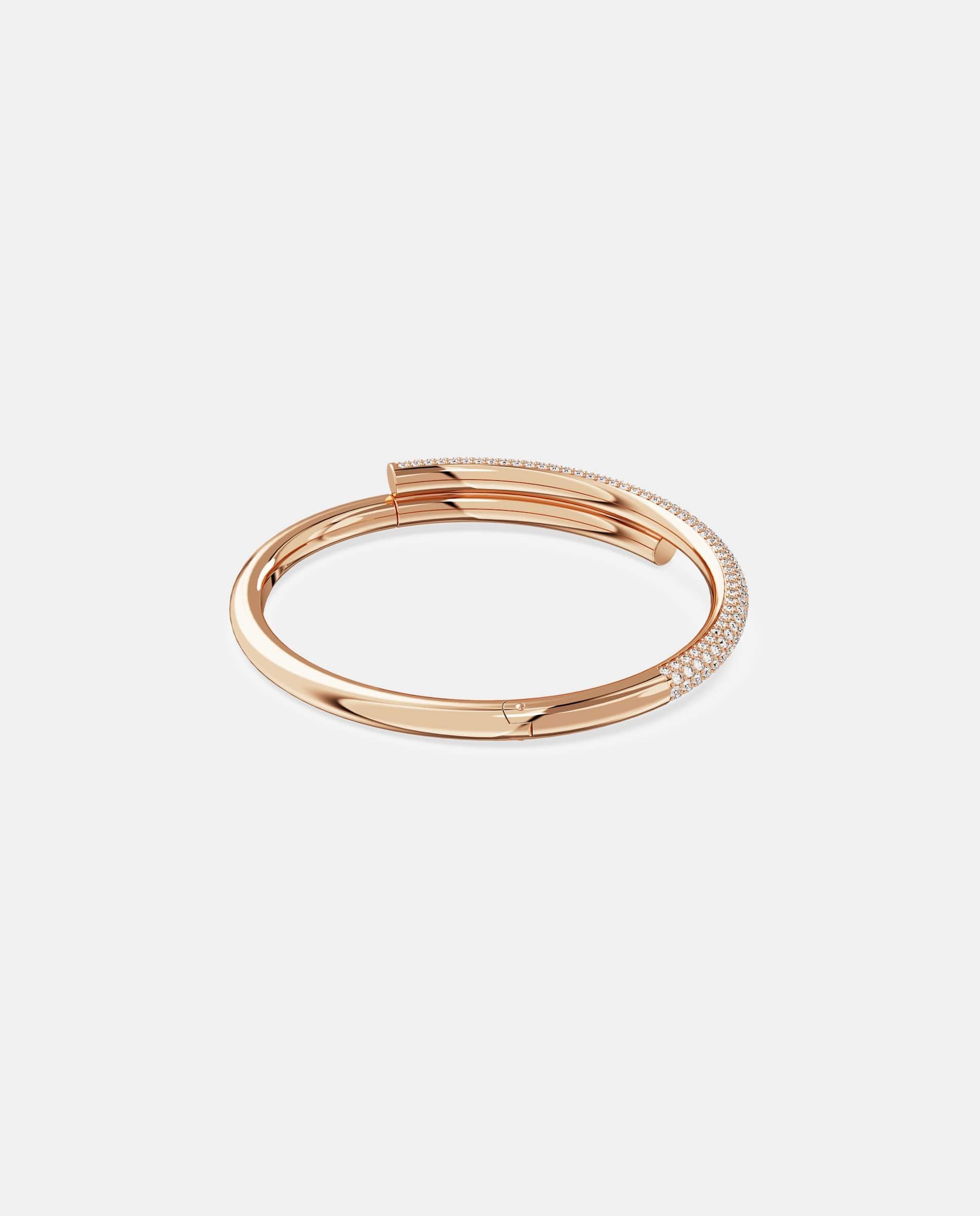 Brazalete dextera con baño en tono oro rosa y cierre oculto - Blanco Blanco-4