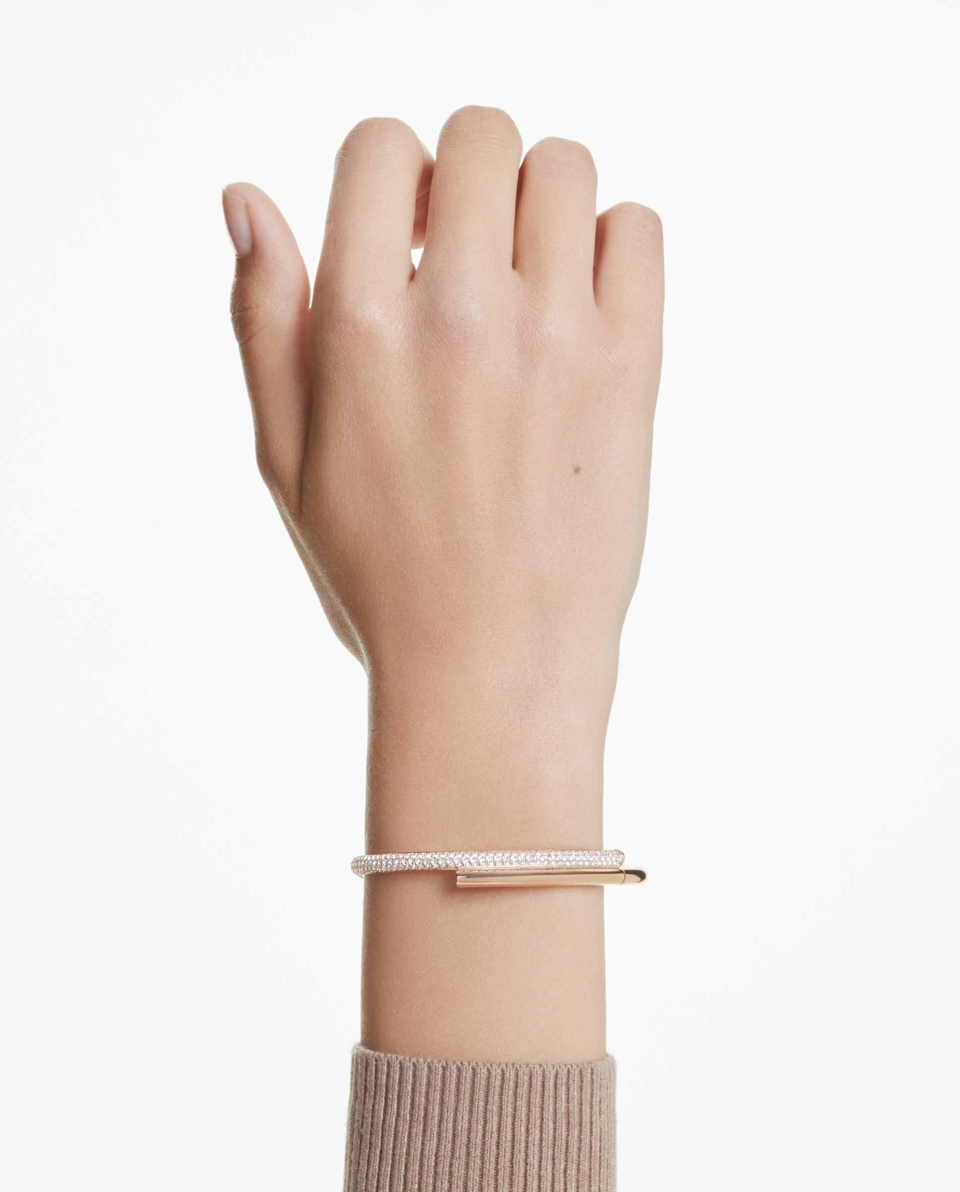 Brazalete dextera con baño en tono oro rosa y cierre oculto - Blanco Blanco-5