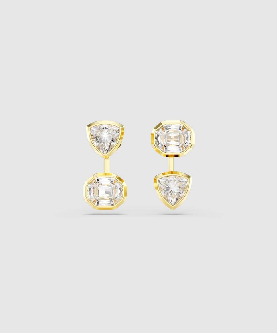 Pendientes Imber bañado en oro con circonitas asimétricas Blanco-1