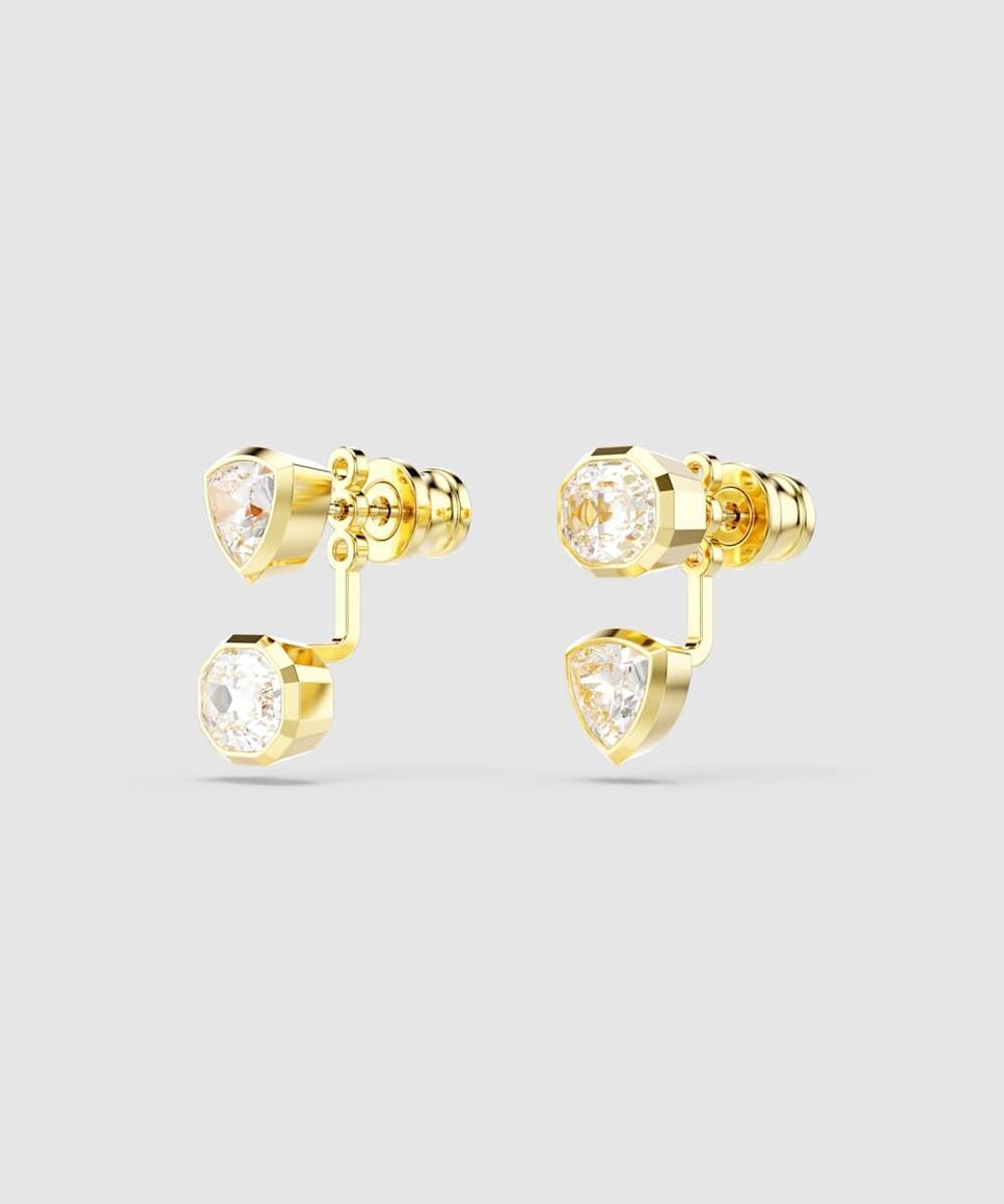 Pendientes Imber bañado en oro con circonitas asimétricas Blanco-4