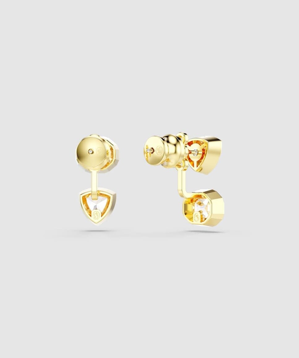 Pendientes Imber bañado en oro con circonitas asimétricas Blanco-5