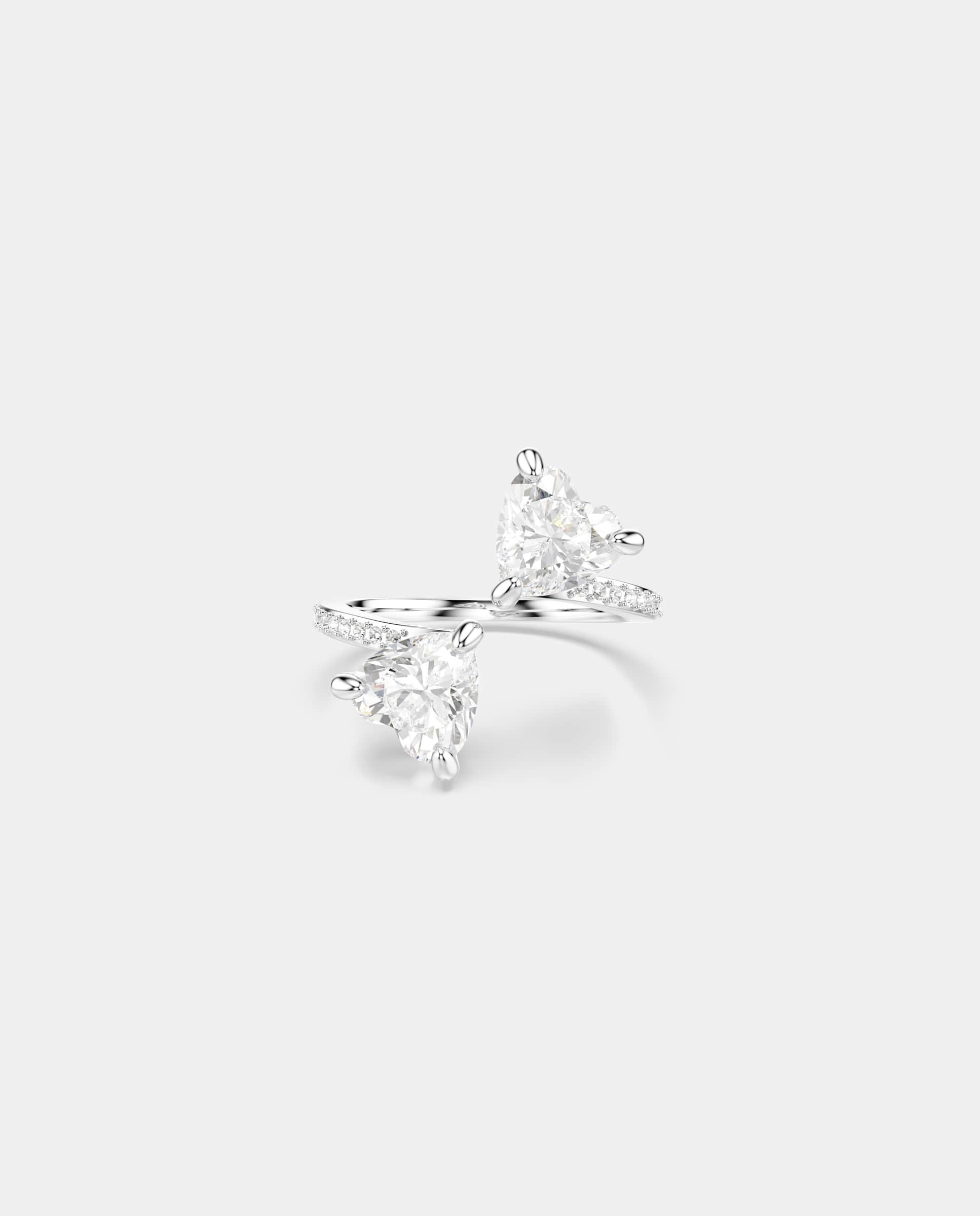 Imagen 1 de Anillo abierto mesmera con dos piedras - Swarovski - Blanco Blanco