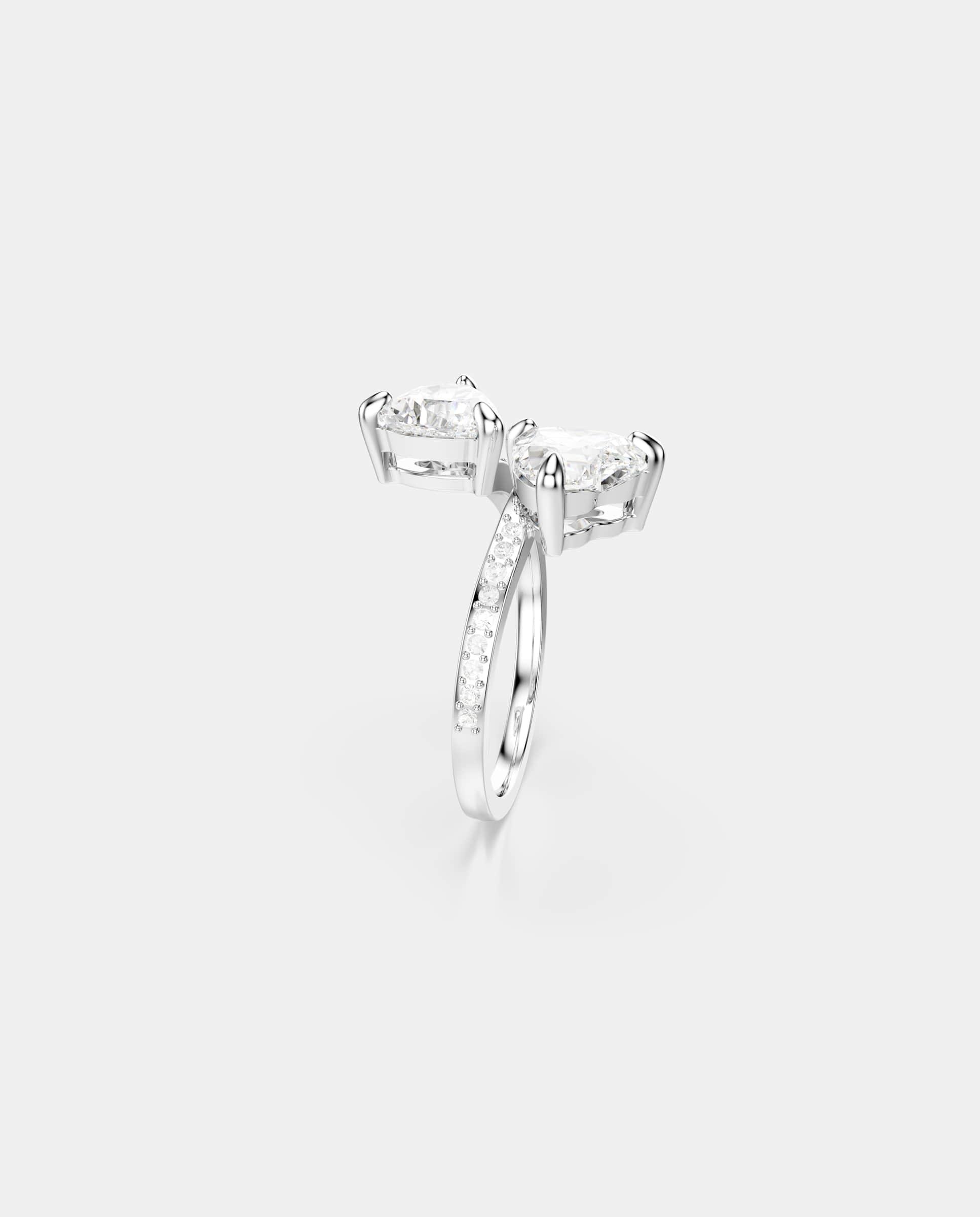 Imagen 3 de Anillo abierto mesmera con dos piedras - Swarovski - Blanco Blanco