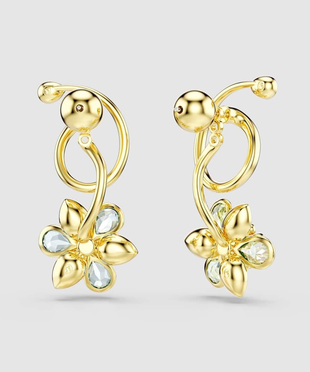Pendientes idyllia bañado en oro con motivo de flores y cristales - Swarovski - Multicolor Multicolor-5