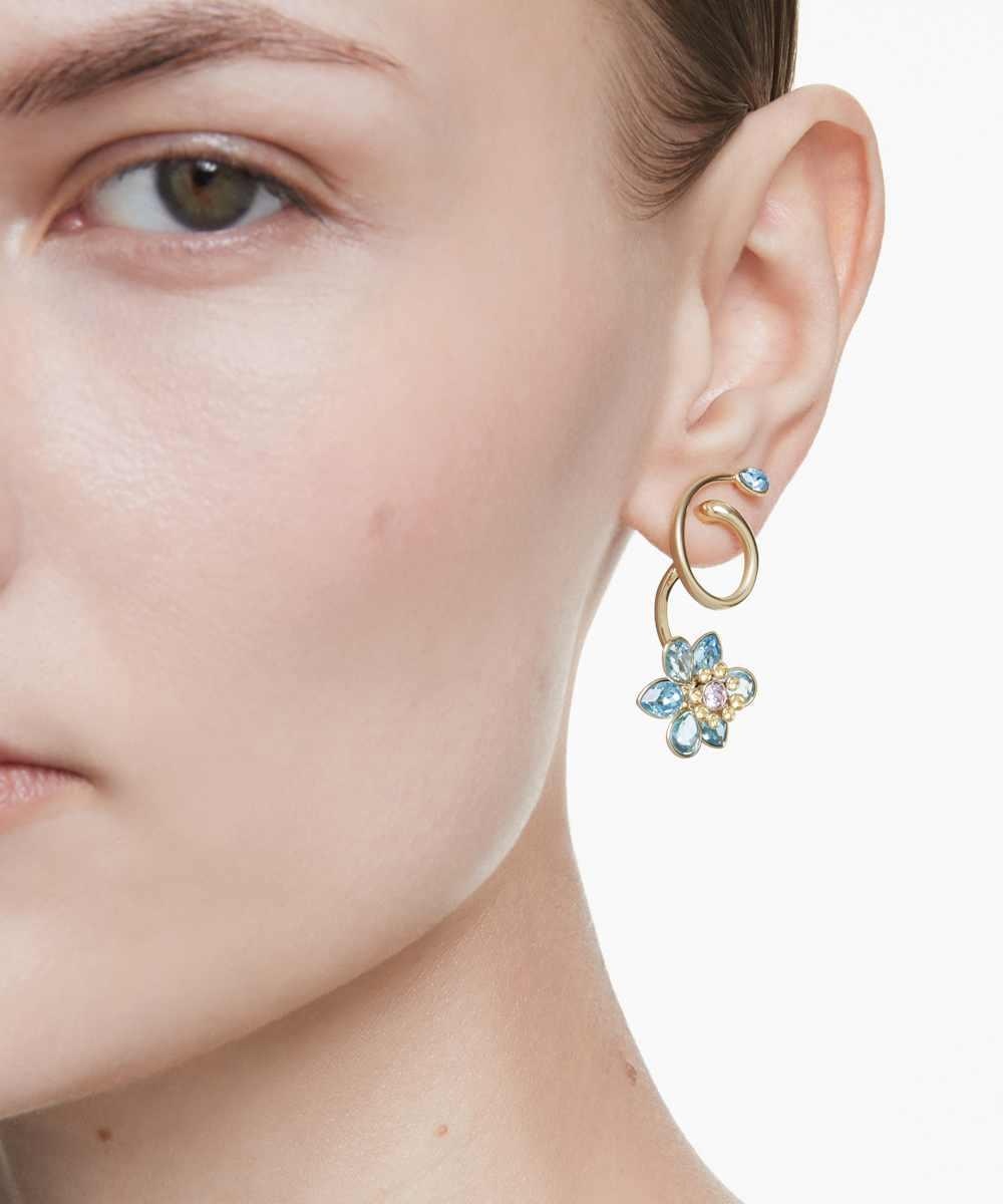 Pendientes idyllia bañado en oro con motivo de flores y cristales - Swarovski - Multicolor Multicolor-6